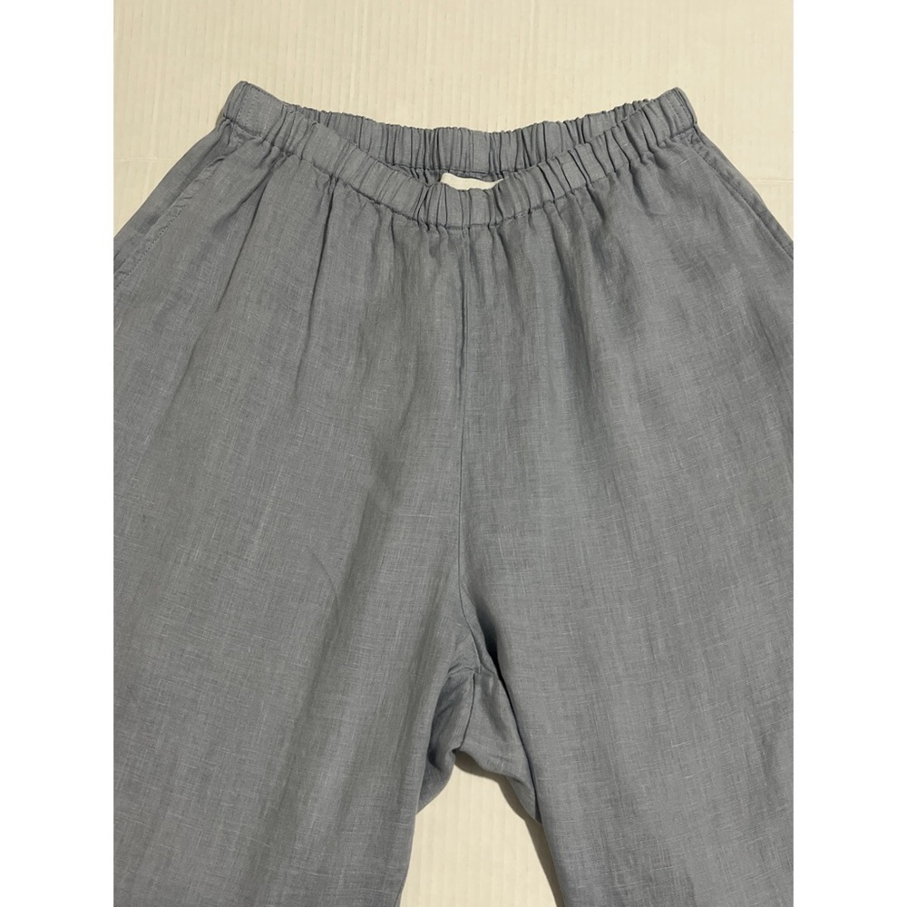 Flax Pants Women’s Medium Blue Linen Pull On Boho Lagenlook - Picture 10 of 14